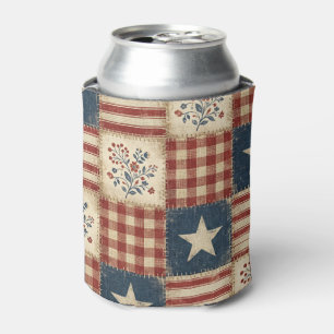 Rustic Americana Patchwork Quilt‑Style  Can Cooler