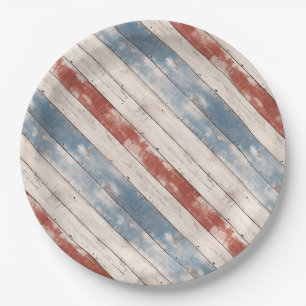 Rustic Americana Wood Plank Paper Plate