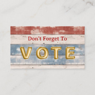 Rustic Americana Wood Plank Vote Reminder Business Card