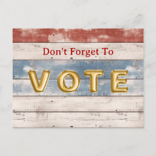 Rustic Americana Wood Plank Vote Reminder Postcard