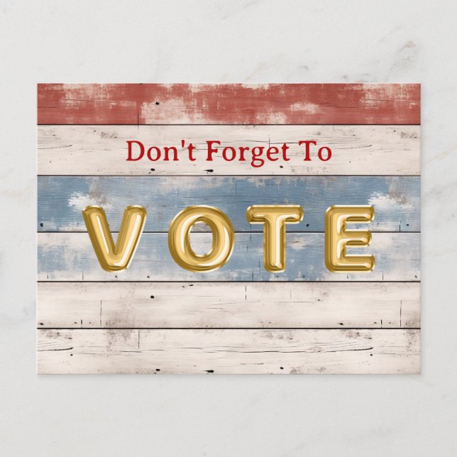 Rustic Americana Wood Plank Vote Reminder Postcard (Front)