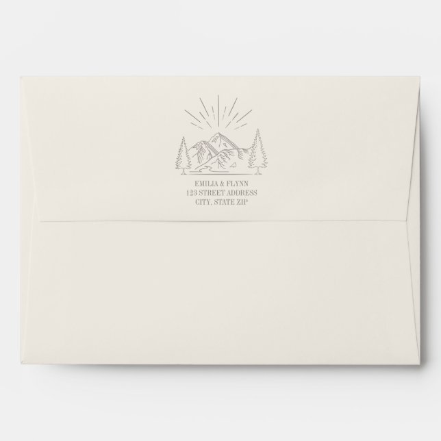 Rustic Amethyst Mountain Forest Wedding Envelope (Back (Top Flap))