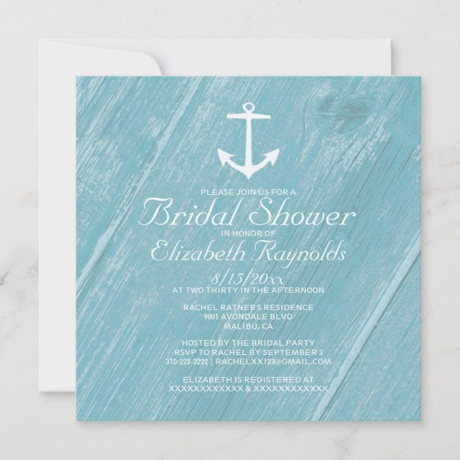 Rustic Anchor Bridal Shower Invitations (Front)