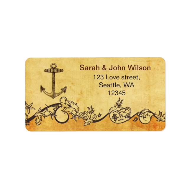 rustic anchor nautical wedding address labels (Front)