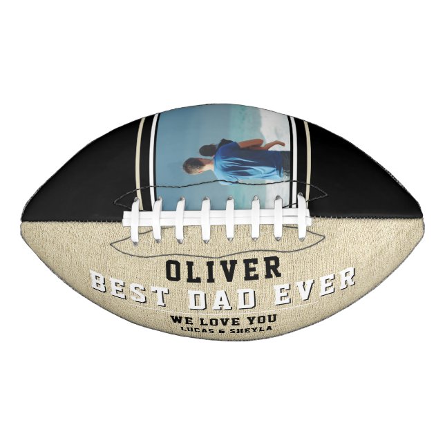 Rustic and Black Best Dad Ever Father`s Day Photo Football (Front)