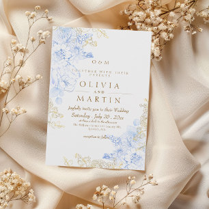 Rustic and elegant Florals Rose Gold Wedding Invitation