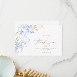 Rustic and elegant Florals Rose Gold Wedding  Thank You Card