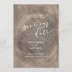 Rustic and elegant wood save the date card