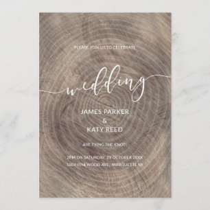 Rustic and elegant wooden wedding invitation