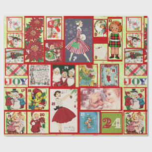 Rustic and Retro Advent Calendar Wrapping Paper