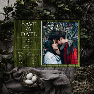 Rustic and Simple Photo   Green Save the Date