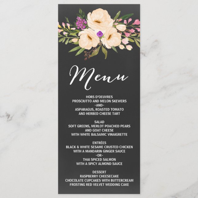Rustic Anemones Chalkboard Menu (Front)