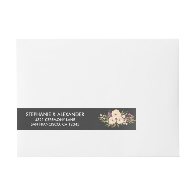 Rustic Anemones Chalkboard Wraparound Address Label (Front)