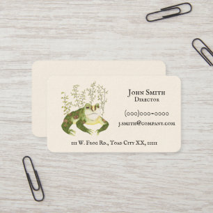 Rustic Animal Art Amphibian Watercolor Frog Business Card