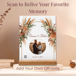 Rustic Anniversary QR Code Song & Photo Gift Acrylic Sign