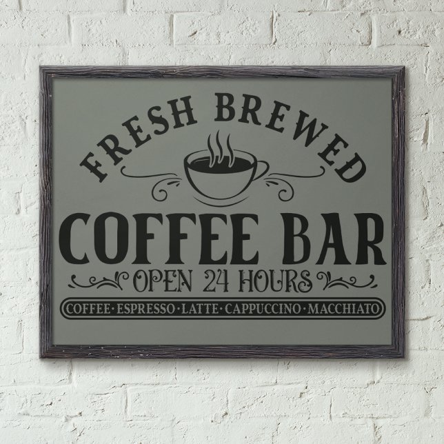 Rustic Antique Black and Grey Coffee Bar Photo Print (Creator Uploaded)