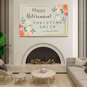 Rustic Antique Floral Watercolor Retirement Party Banner