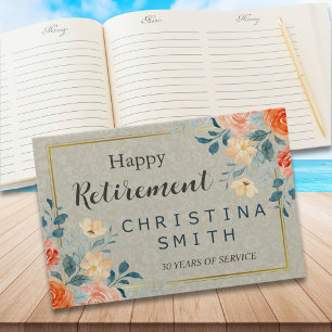 Rustic Antique Floral Watercolor Retirement Party Guest Book