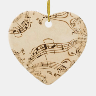 Rustic Antique Musical Notes Ceramic Tree Decoration