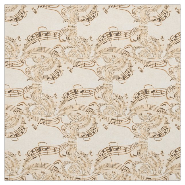 Rustic Antique Musical Notes Fabric (Swatch)