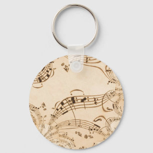 Rustic Antique Musical Notes Key Ring