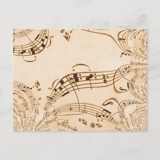 Rustic Antique Musical Notes Postcard (Front)