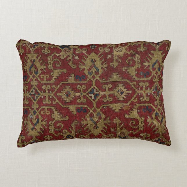 Rustic Antique Oriental Persian Red Pattern Decorative Cushion (Front)
