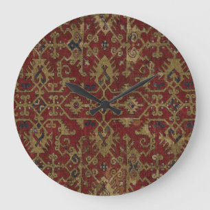 Rustic Antique Oriental Persian Red Pattern Large Clock