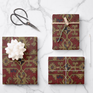 Rustic Antique Oriental Persian Red Pattern  Wrapping Paper Sheet