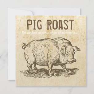 Rustic Antique Pig Roast Invitations
