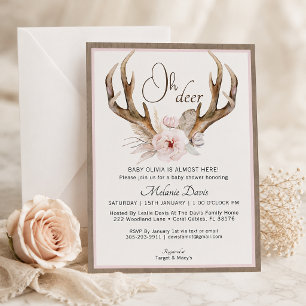 Rustic Antler Baby Shower Invitation