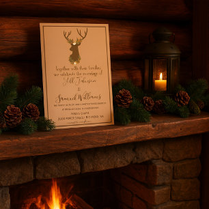 Rustic Antler Floral Wedding Boho Country Invitation