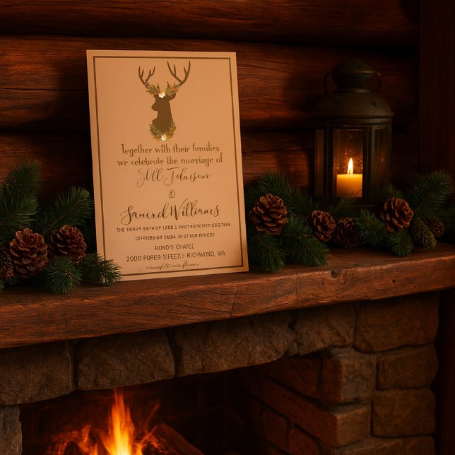 Rustic Antler Floral Wedding Boho Country Invitation (Creator Uploaded)