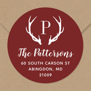 Rustic Antler Monogram Return Address Label