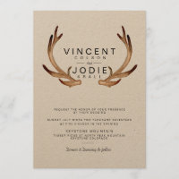 Rustic Antler Watercolor Wedding Invite