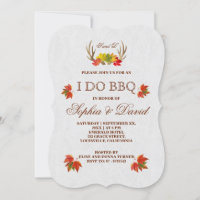 Rustic Antlers Fall Boho I DO BBQ Invitation