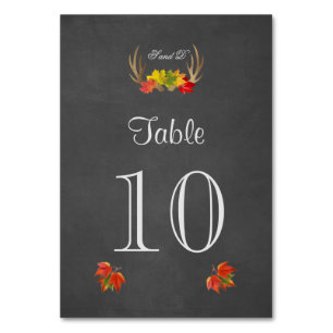 Rustic Antlers Fall Boho Wedding Table Number