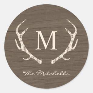 Rustic Antlers Holiday Sticker