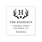 Rustic Antlers Monogram Family Name Return Address