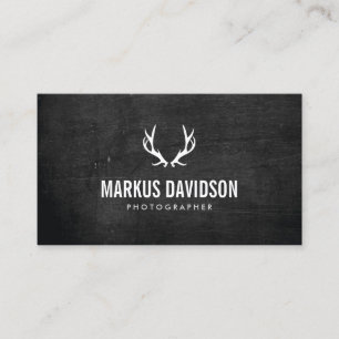 Rustic Antlers on Black Wood Photographers, Craft Business Card
