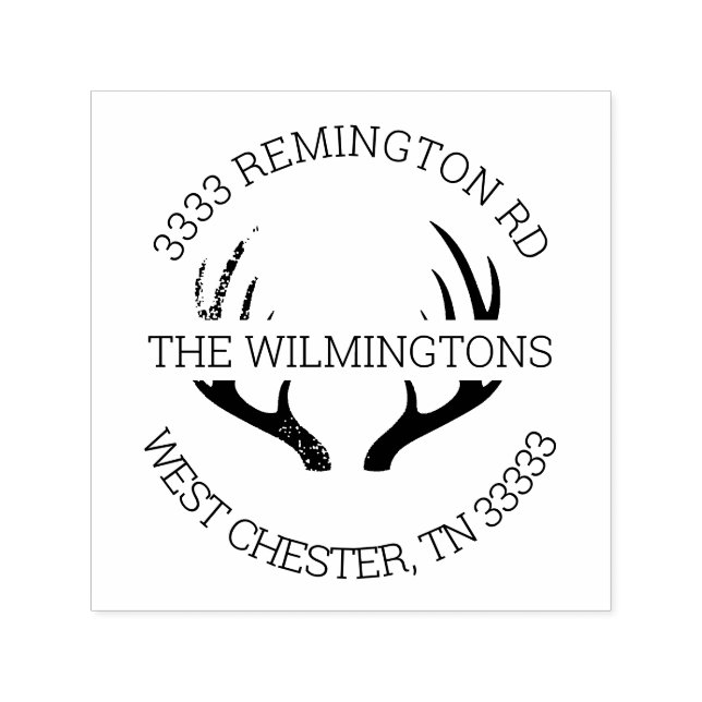 Rustic Antlers Round Return Address Self-inking Stamp (Design)