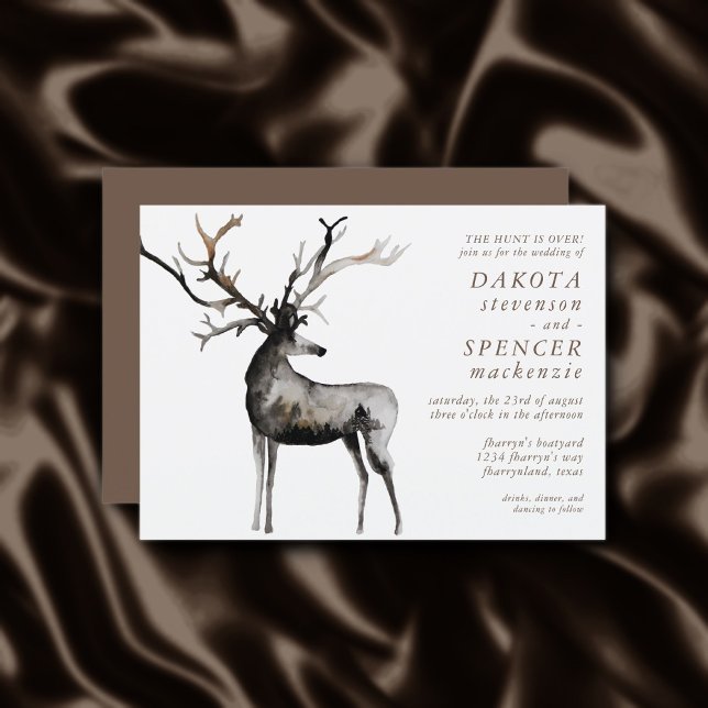 Rustic Antlers | The Hunt is Over Nature Wedding Invitation (Creator Uploaded)