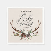 Rustic antlers watercolor floral baby shower party