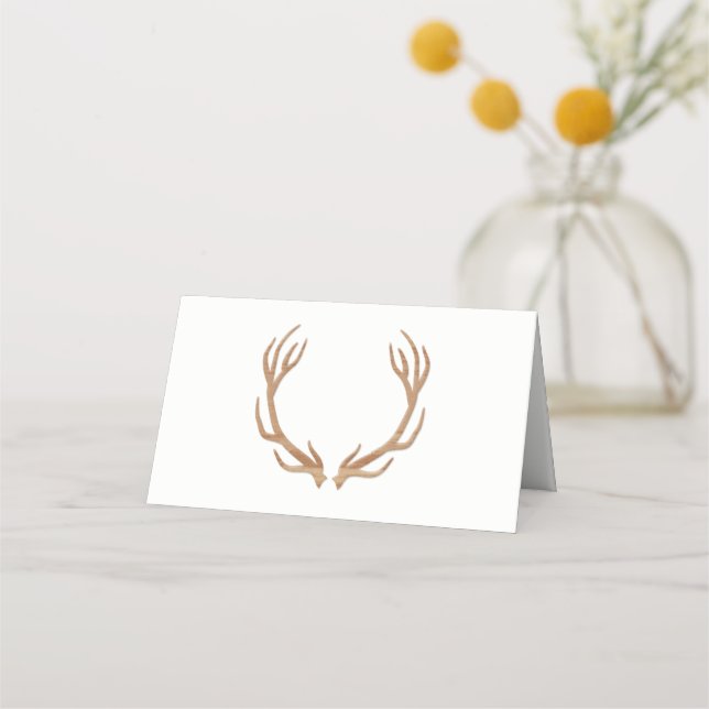 Rustic Antlers Wedding Folded Place Cards (Front)