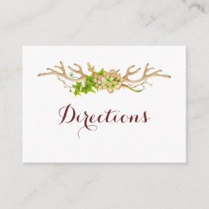 Rustic Antlers & Wildflowers Wedding Directions Enclosure Card