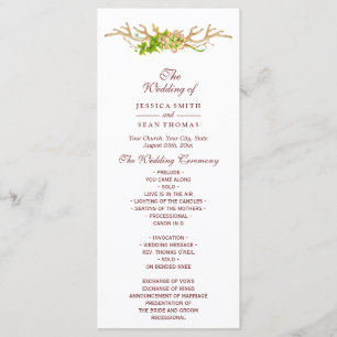 Rustic Antlers & Wildflowers Wedding Program Programme