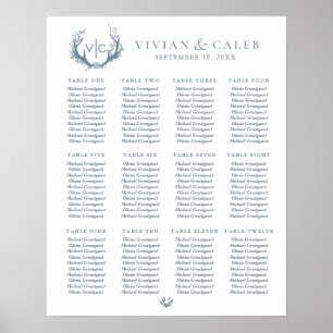 Rustic Antlers with Floral Wreath   Seating Chart