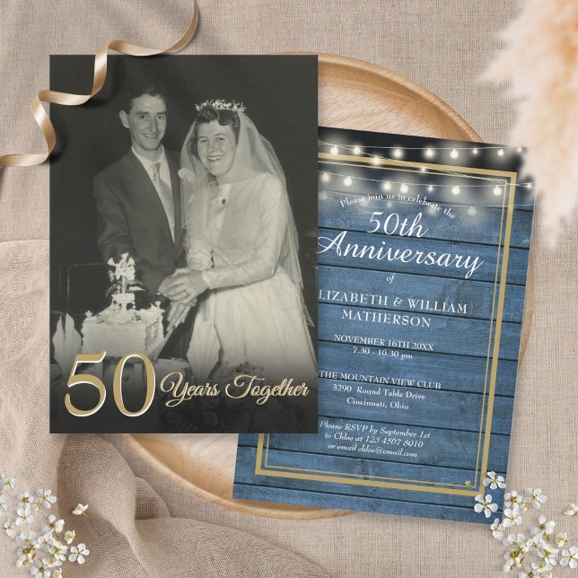 Rustic Any Year Together Wedding Anniversary Photo Invitation (Creator Uploaded)