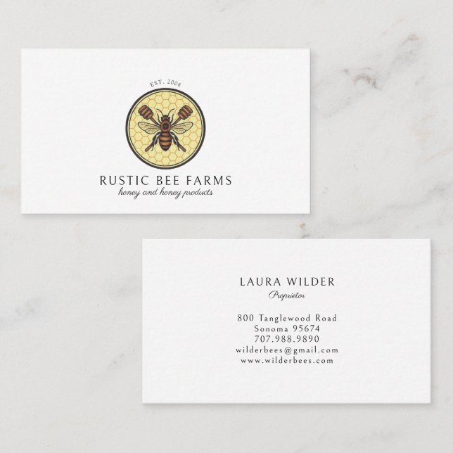 Rustic Apiary Honey Bee Beekeeper  Business Card (Front/Back)