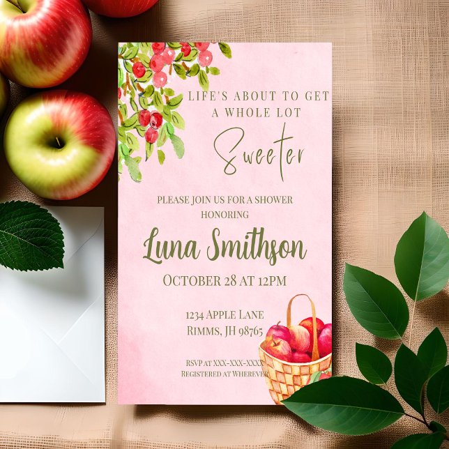 Rustic Apple Basket Shower Invitation – Red Apples (Creator Uploaded)